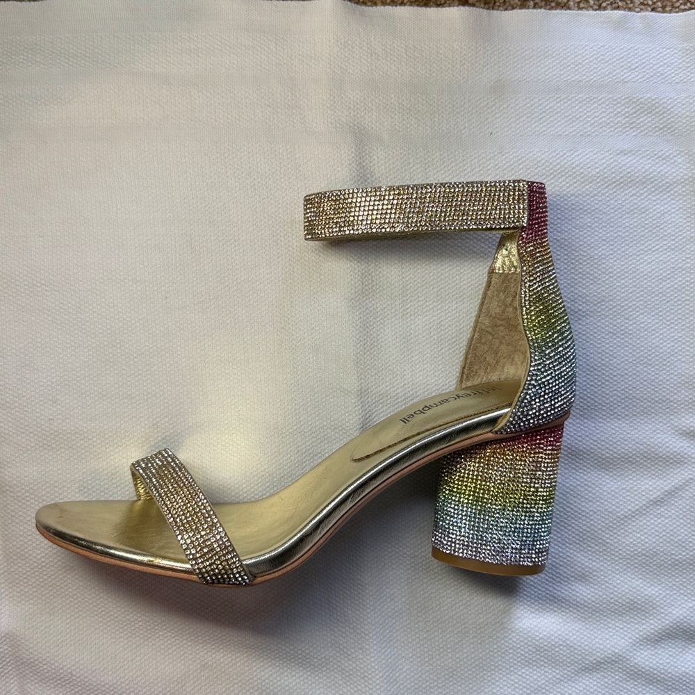 Jeffrey Campbell Laura Pastel Multi Crystal Block Heel Ankle Strap Shoes (8.5) - Picture 2 of 12